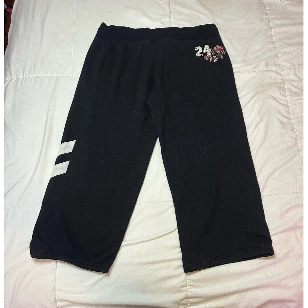 Y2K 00s No Boundaries Capris Sweatpants Black Low Rise S/M Junior Women *READ*